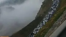 بارش باران و لغزندگی در جاده های البرز