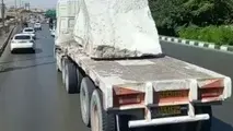 مرگ دلخراش راننده تریلر به دلیل بارگیری غیر اصولی