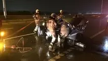 تصادف اتوبان تهران _ قم جان دو نفر را گرفت