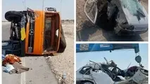 تصادف هولناک کامیون با پراید در جاده لامرد شیراز