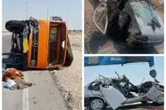 تصادف هولناک کامیون با پراید در جاده لامرد شیراز
