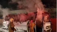 یک اتوبوس در شهرری در آتش سوخت