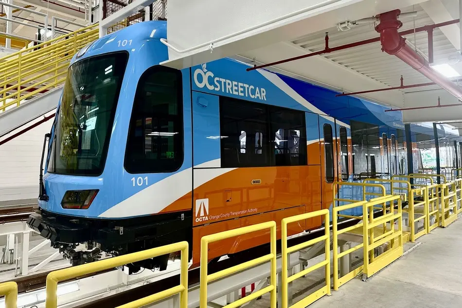 First OC Streetcar Vehicle Unveiled in Santa Ana, California
