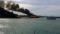 (فیلم) آتش‌سوزی در لنج‌های اسکله عامری