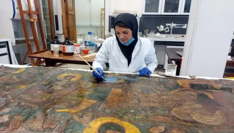 زمان اتمام مرمت تابلو نقاشی قهوه‌خانه‌ای کاخ گلستان