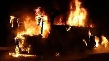 فیلم| آتش‌ سوزی اتوبوس در آزاد راه تهران پردیس 
