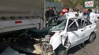 برخورد خودرو پراید با تریلر در فیروزکوه