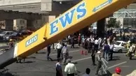 سقوط جرثقیل در خیابان گلستان تهران