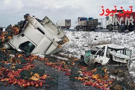 تصادف زنجیره‌ای ۳۰ خودرو در محور سبزوار - نیشابور