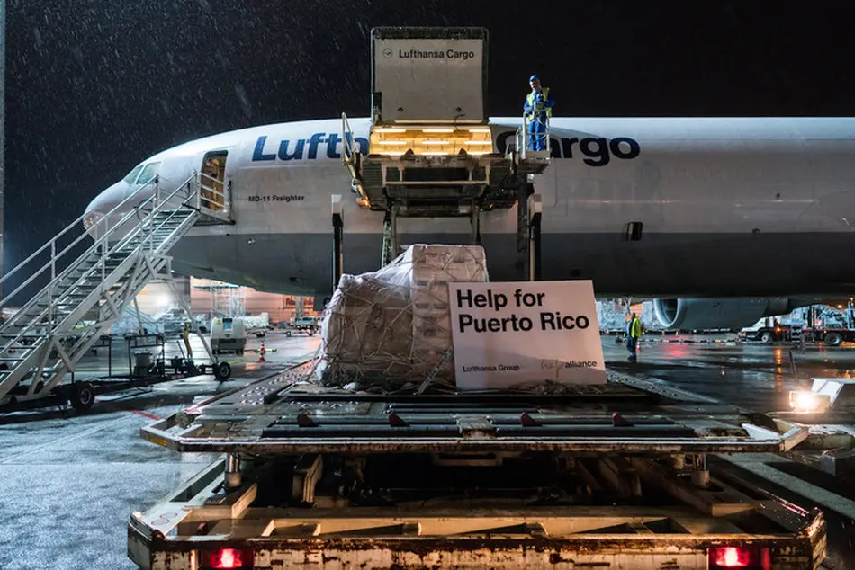 Lufthansa freighter in relief-aid flight to Puerto Rico