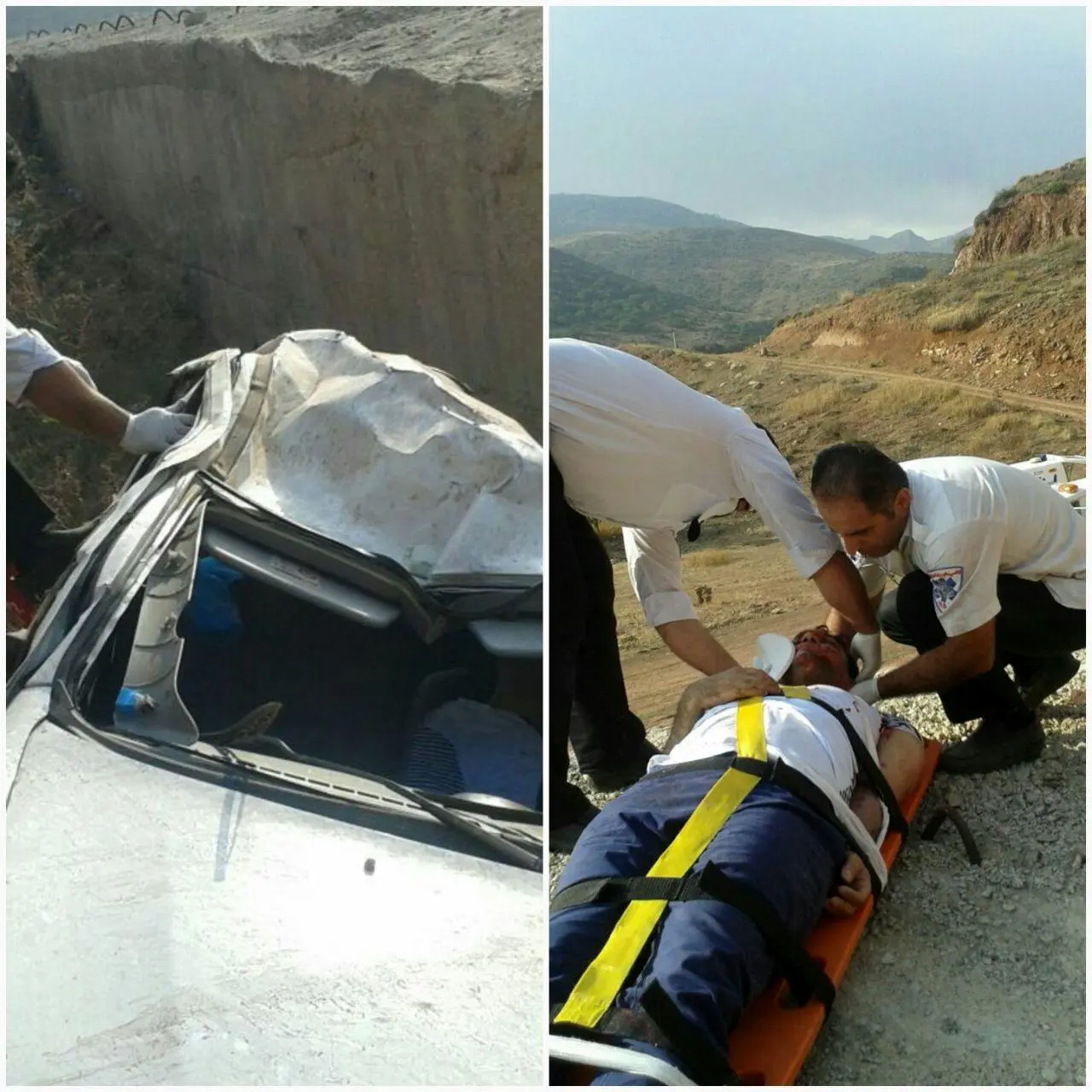 یک کشته و 2 مصدوم براثر سقوط خودرو به دره در مازندران
