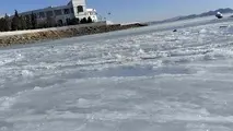 فیلم| دریای خزر از سمت روسیه به دلیل شدت هوای سرد غیرعادی امسال تا حدی یخ زد