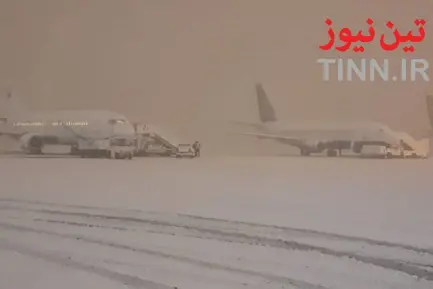 بارش برف و عملیات زمستانی در فرودگاه بین‌المللی مهرآباد تهران