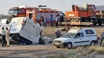 حادثه واژگونی اتوبوس در محور یزد به طبس/ ۱۰ نفر جان باختند +فیلم
