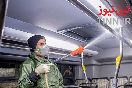 ضدعفونی و شستشوی اتوبوس های شهری اراک برای پیشگیری از کرونا