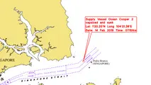 Supply vessel sinks in Singapore