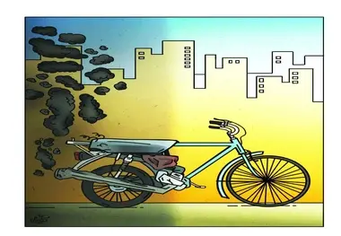 کاریکاتور/دوچرخه جایگزین وسایل نقلیه دودزا