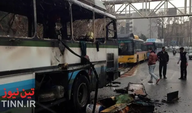 آتش سوزی اتوبوس در خیابان ولی عصر(عج)