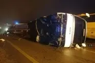 مینی بوس کارگران در کرمانشاه واژگون شد