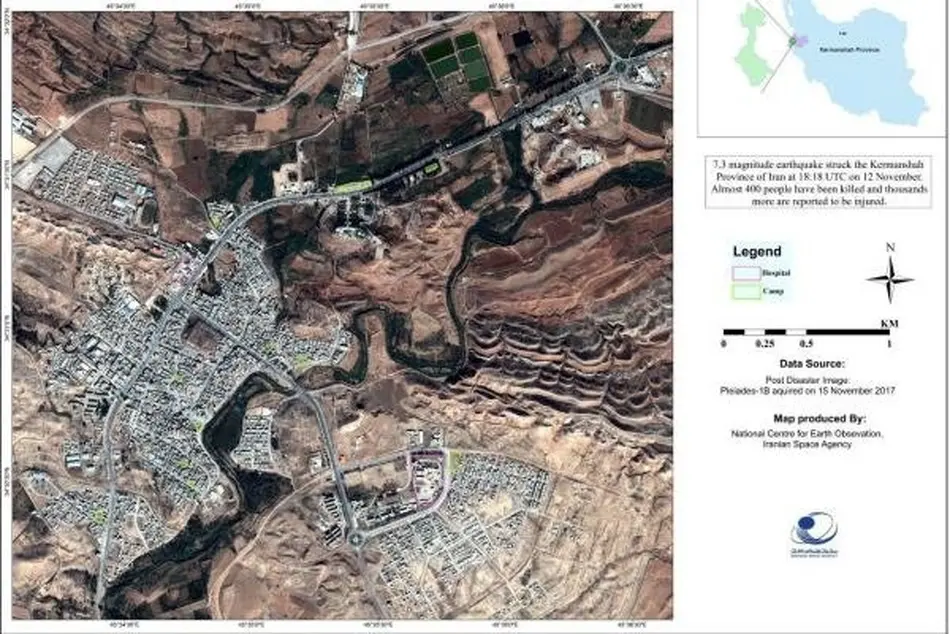 نخستین تصاویر ماهواره ای پردازش شده از مناطق زلزله زده