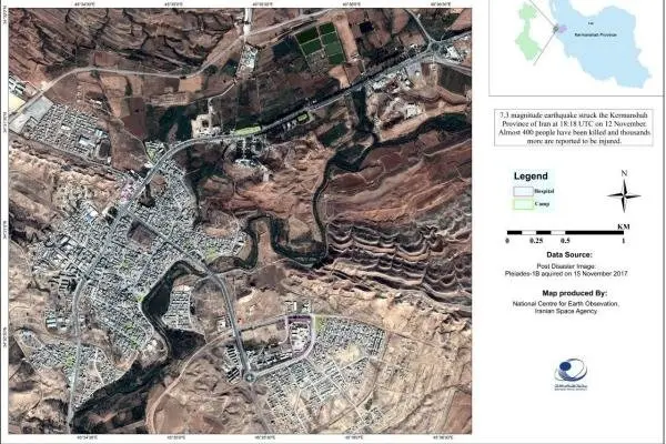 نخستین تصاویر ماهواره ای پردازش شده از مناطق زلزله زده