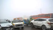 وقوع تصادف زنجیره‌ای در جاده چالوس

