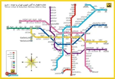 نقشه جدید مترو تهران پس از افتتاح خط ۷ مترو