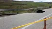 فیلم| پل تخریب شده در اثر سیل  در محور اردبیل سرچم 
