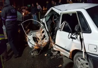 تصادف مرگبار 2 پژو در محور کرمانشاه - کامیاران