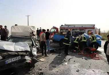 تصادف زنجیره‌ای مرگبار تریلی و ۹ خودرو در جنوب تهران