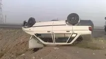 واژگونی مرگ بار پراید در محور شاهرود-آزادشهر