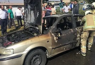 آتش گرفتن یک سمند در جاده مخصوص