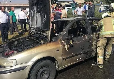 آتش گرفتن یک سمند در جاده مخصوص