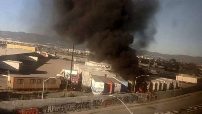 Containers on fire at Port of Oakland