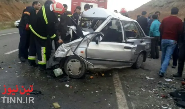 مرگ سه نفر در تصادف پراید با اتوبوس در جاده بروجرد - اراک