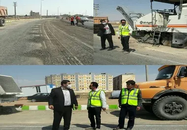 بازدید فرماندار تاکستان از اجرای عملیات آسفالت ورودی این شهر