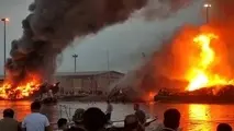 ۵ فروند شناور در خور بندر گناوه آتش گرفت 