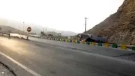 انسداد محور بندر خمیر - بندر لنگه پس از زلزله 