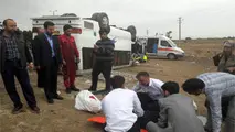 واژگونی مینی بوس و 23 مصدوم در اتوبان معلم اصفهان
