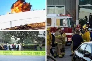 سقوط هواپیمای کوچک روی سقف کارخانه‌ ای در کالیفرنیا+فیلم