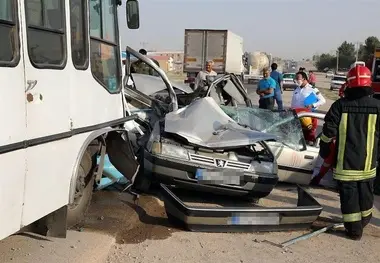 تصادف مرگبار اتوبوس و پژو در محور آشخانه به جنگل گلستان 