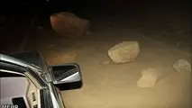 ریزش کوه در منطقه بایجان جاده هراز