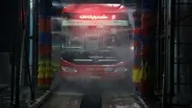 شستشو و ضدعفونی اتوبوس‌های  بی آر تی در تهران
