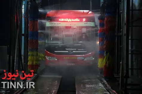 شستشو و ضدعفونی اتوبوس‌های  بی آر تی در تهران