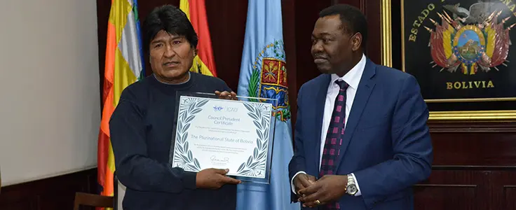 President of ICAO Council and President of Bolivia affirm importance of progress on compliance and air transport development 