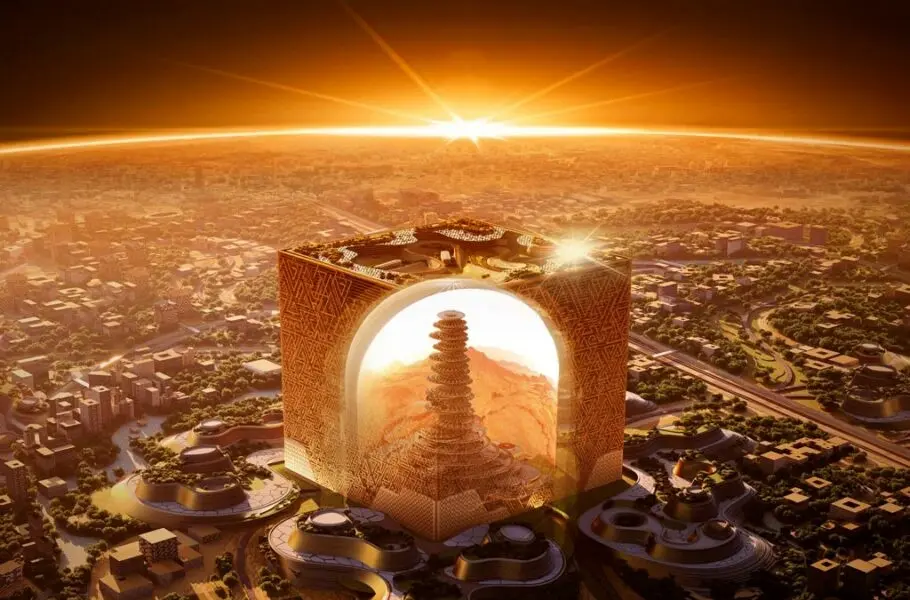 عربستان از طرح یک آسمان‌ خراش مکعبی‌ شکل غول‌ پیکر رونمایی کرد+ فیلم