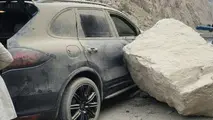 ریزش سنگ در جاده کندوان