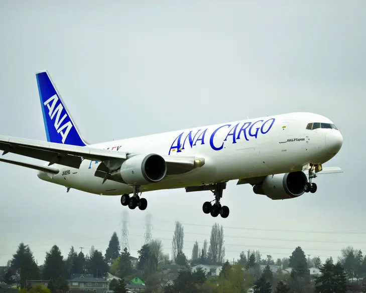 ANA international freight soars by a third