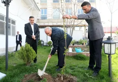 غرس نهال توسط معاون وزیر راه و شهرسازی به یاد شهدای پل B1 کرج