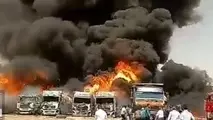 ببینید| انفجار شش تریلی حامل سوخت در کرمانشاه 